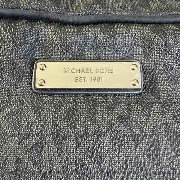 MICHAEL KORS Jet Set East West Crossbody Bag Black MK Signature Top Zip Purse - Picture 4 of 16